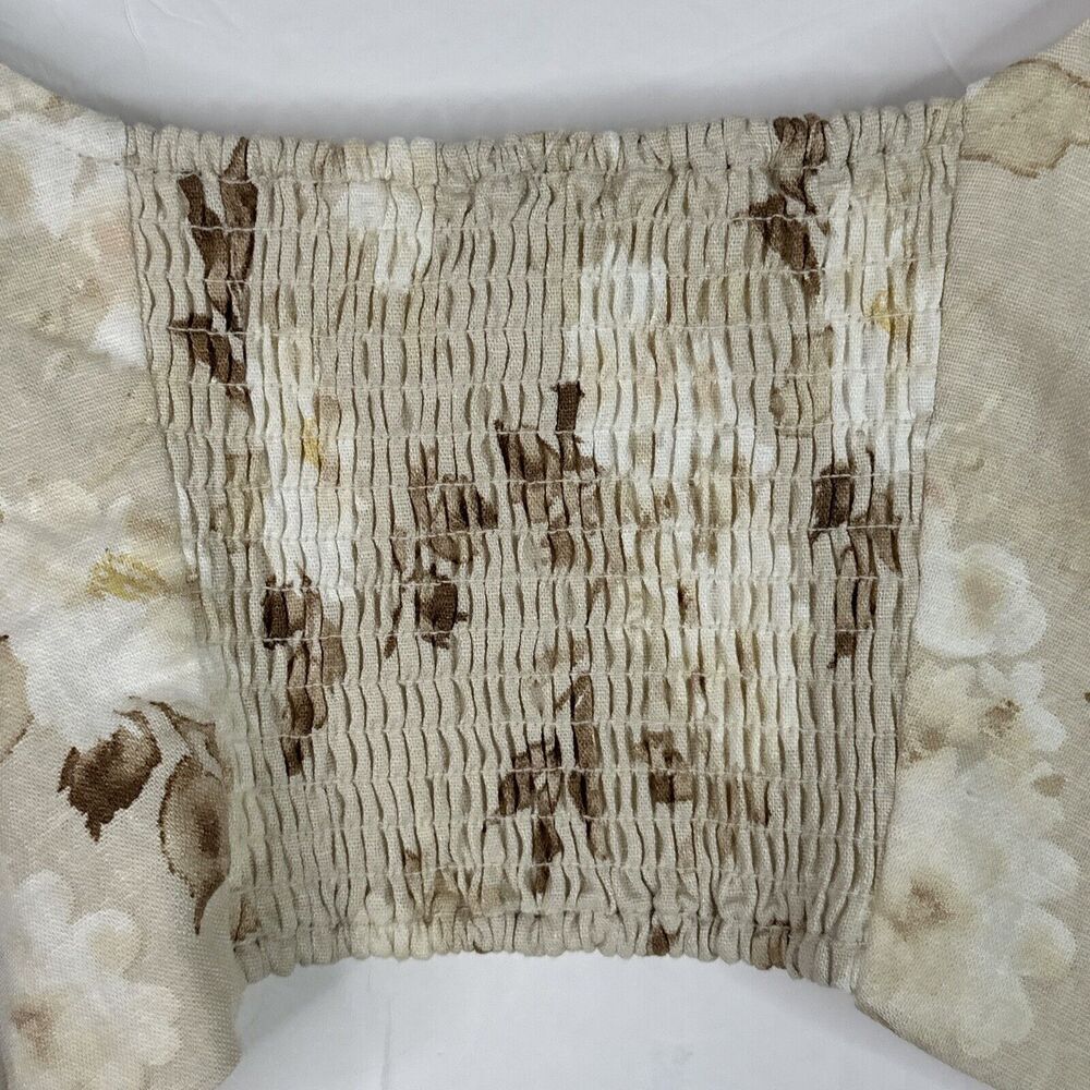 House of Harlow 1960 Samina Puff Sleeve Crop Top Cream Floral Linen Blend NWOT - Picture 5 of 12